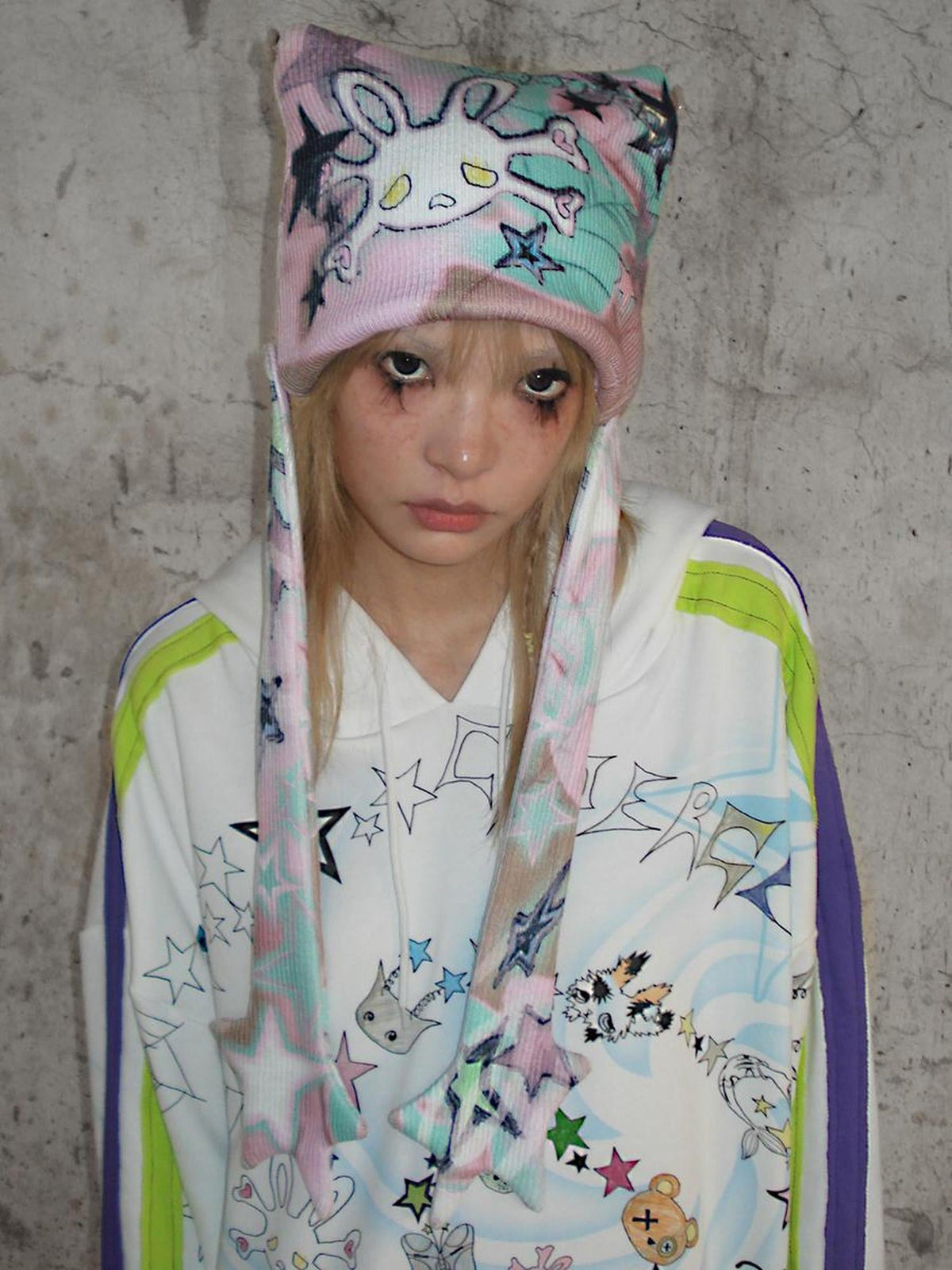 Rabbit Skull Print Knit Beanie