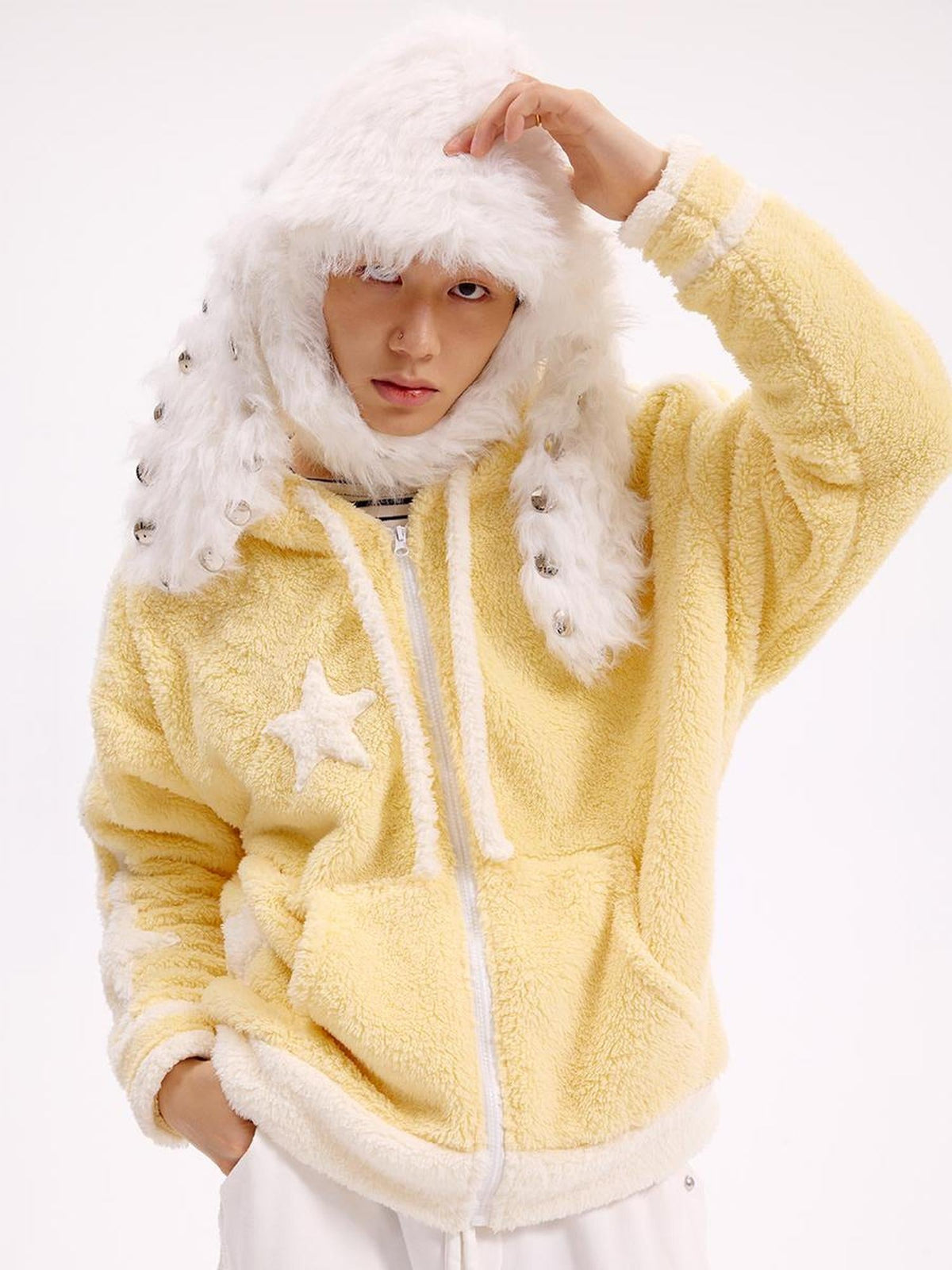 Studded Rabbit Ear Knit Cap