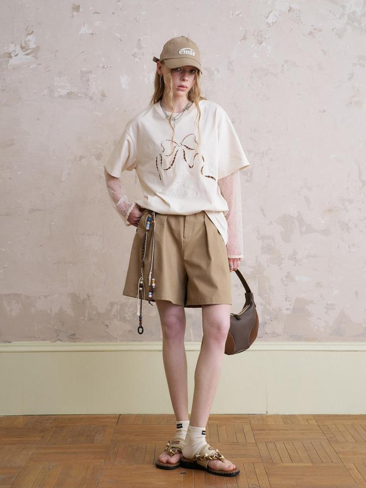 Casual Pleated Wide Leg Mid Shorts