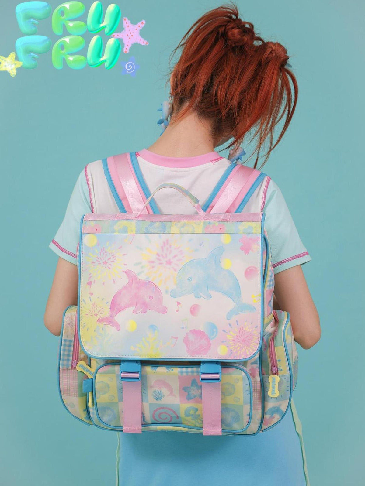 Cute Print Backpack Large Capacity Pu Laptop Bag For Travel School