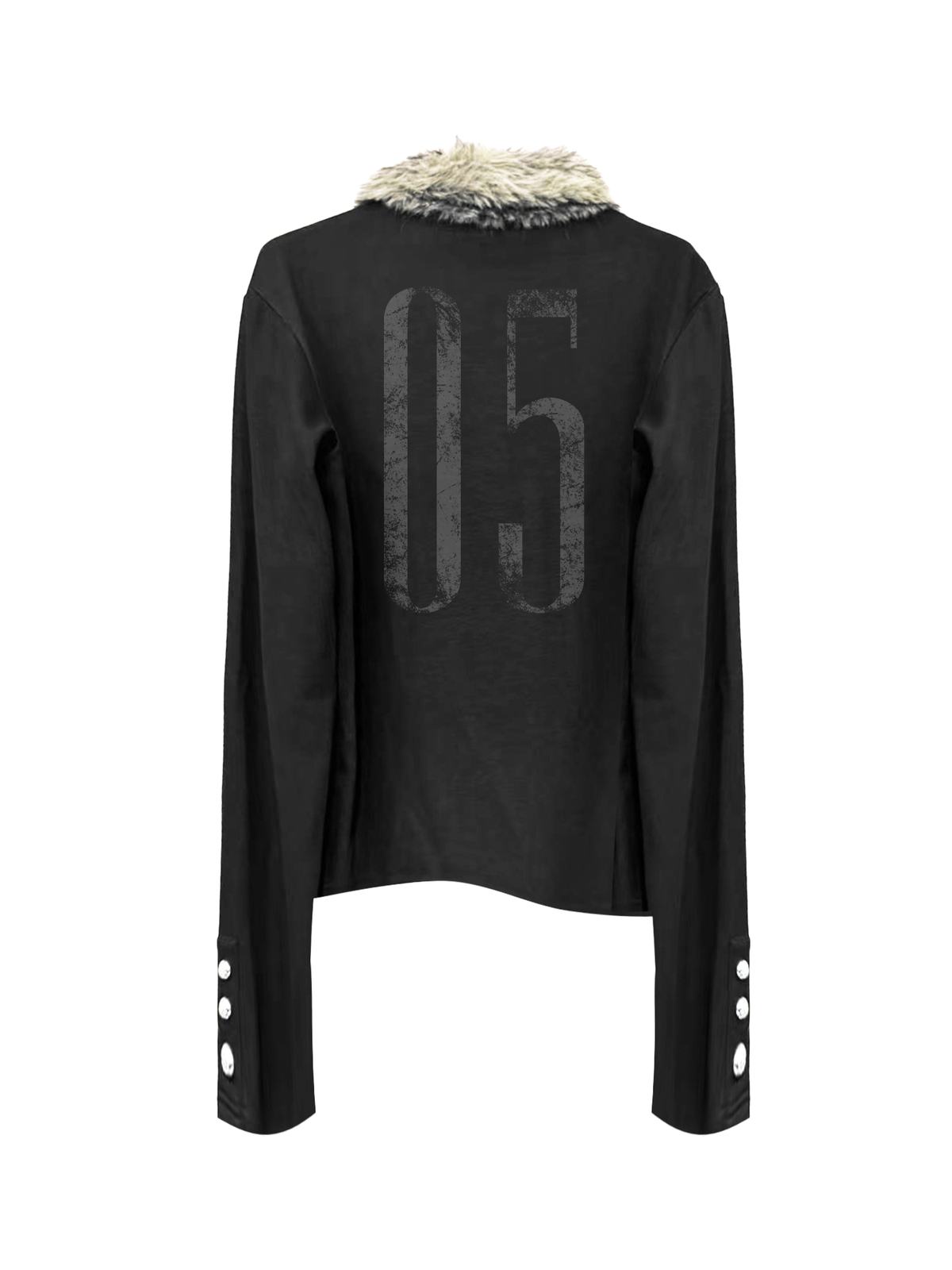 Polo Collar Sweater With Fur Trim And Asymmetric Design