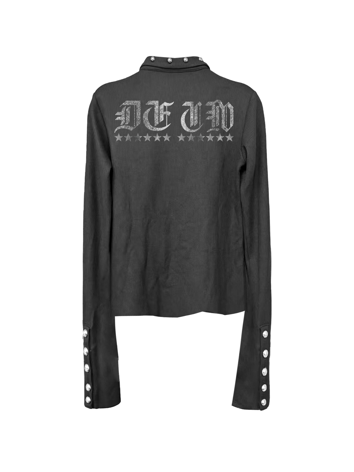 Punk Print Lettering Henley Polo Shirt