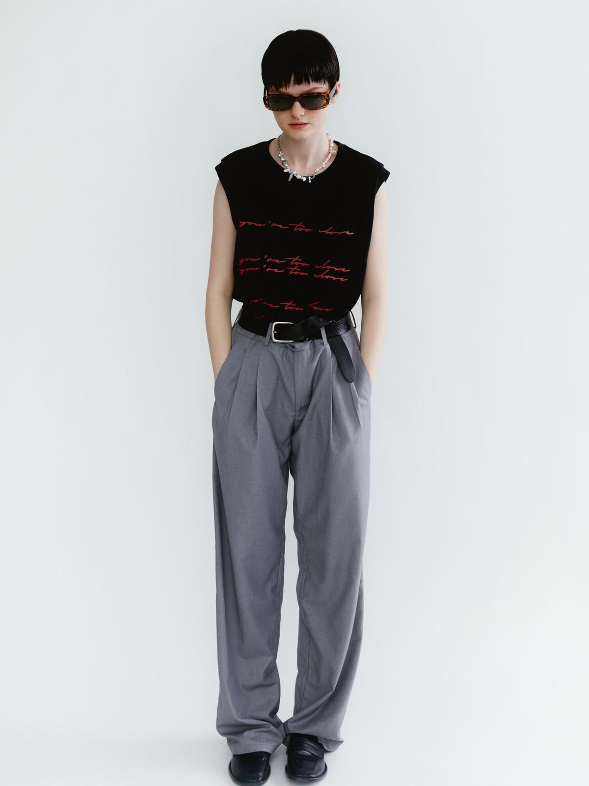 Street Print Sleeveless Tee Relaxed Fit Vest