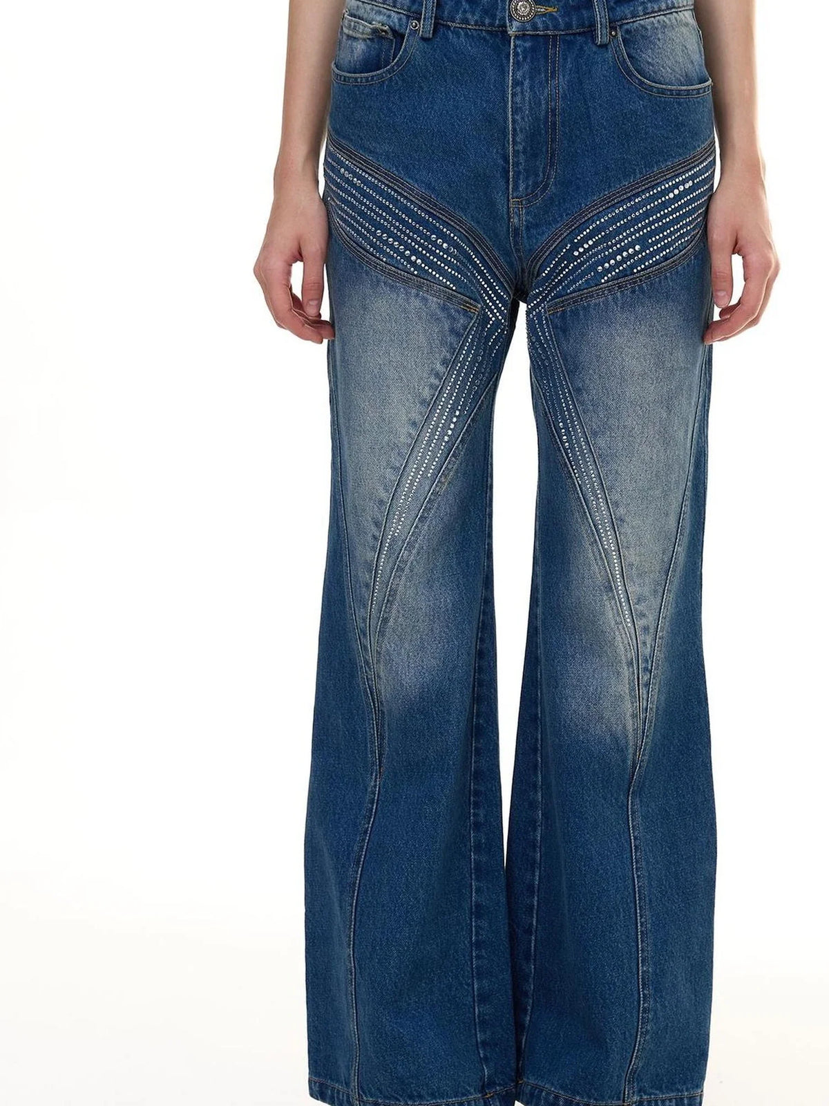 Deconstructed Butterfly Crystal Jeans