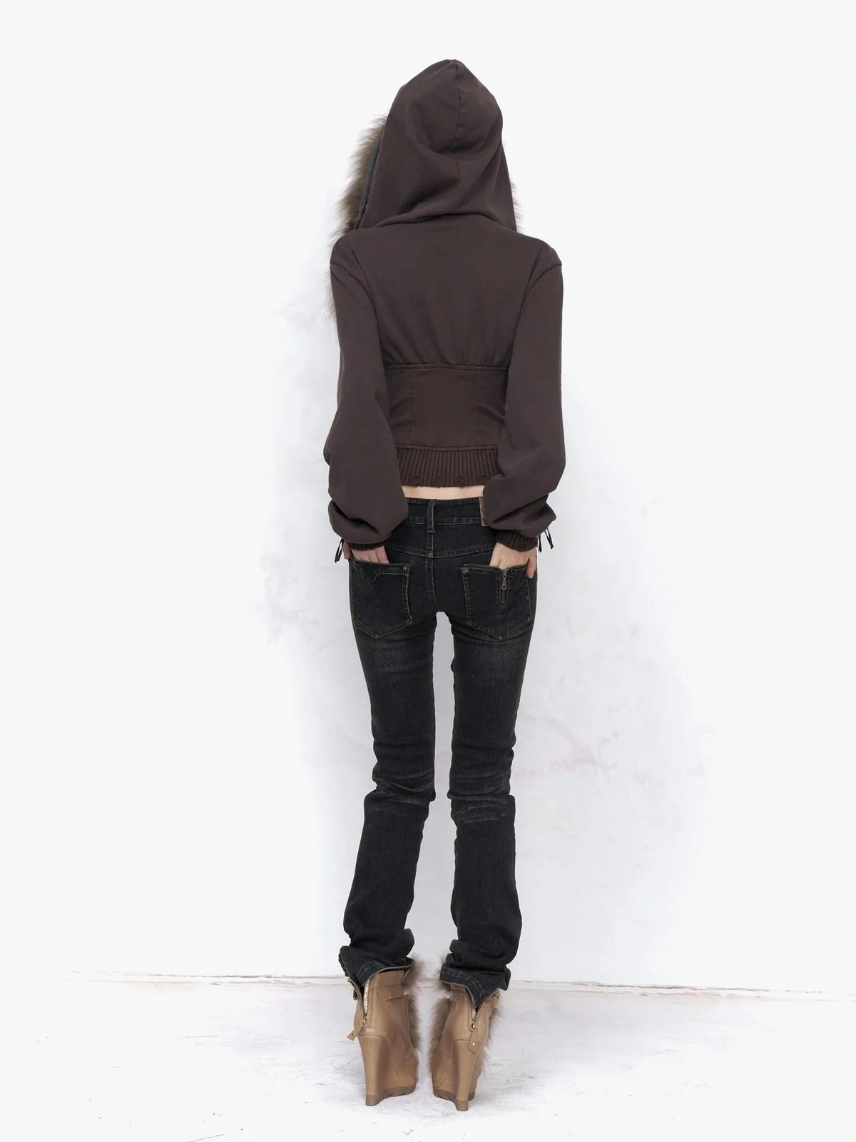 Vintage Wash Low Rise Slight Stretch Micro Flare Zip Fly For Women Denim Jeans