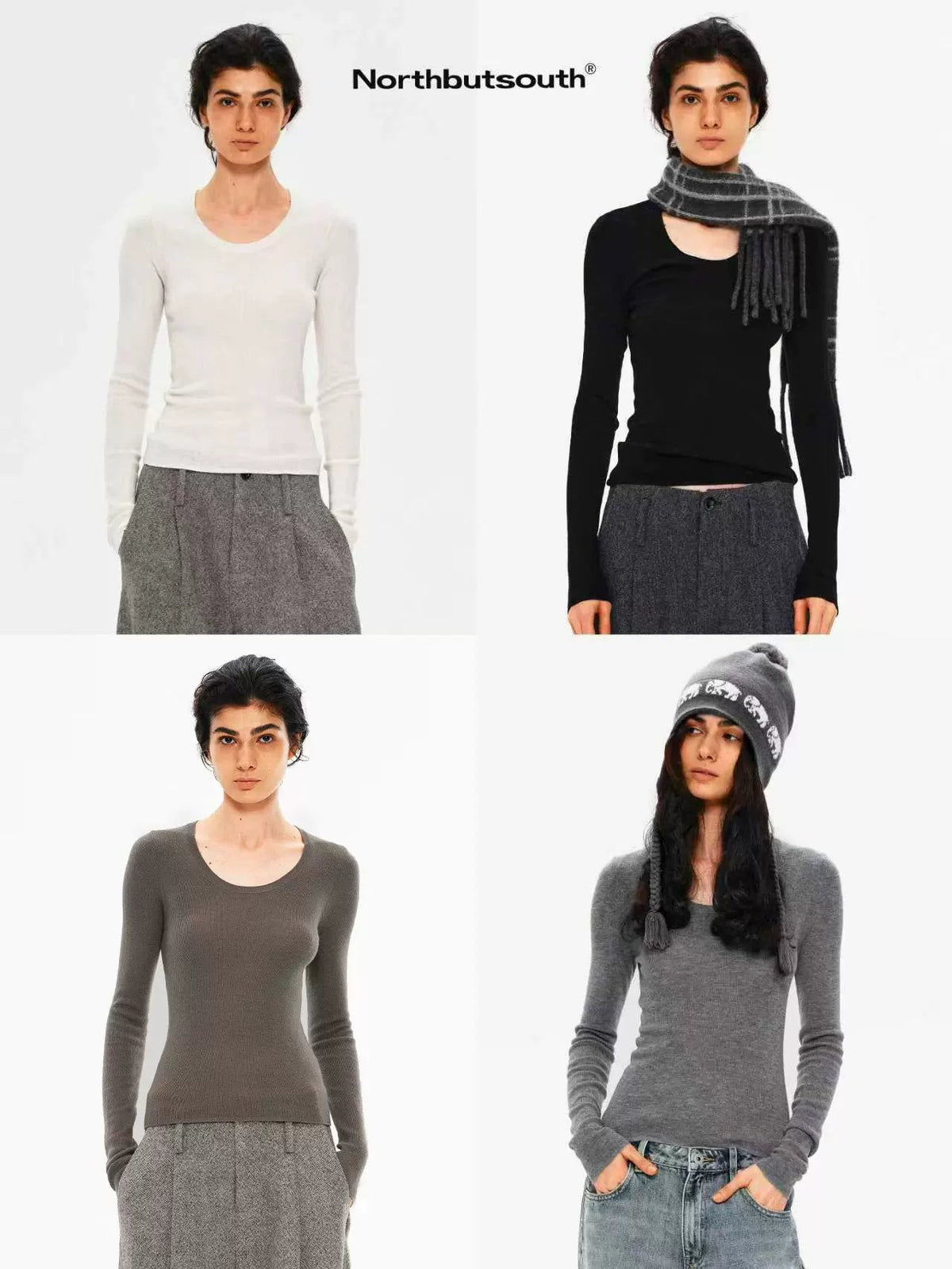 Four Color U Neck Slim Fit Lightweight Long Sleeve Women's Sheep Wool Sweaters