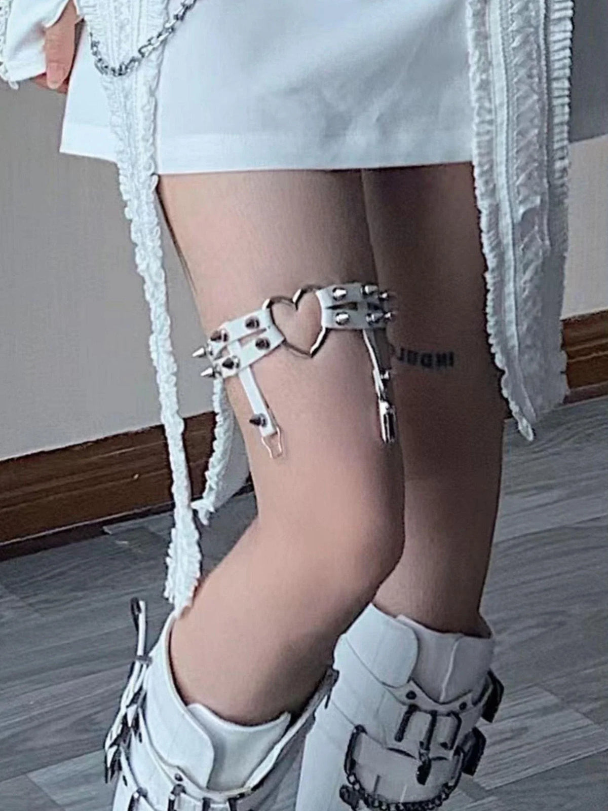 Gothic Punk Sock Garter Dark Studded Legwear