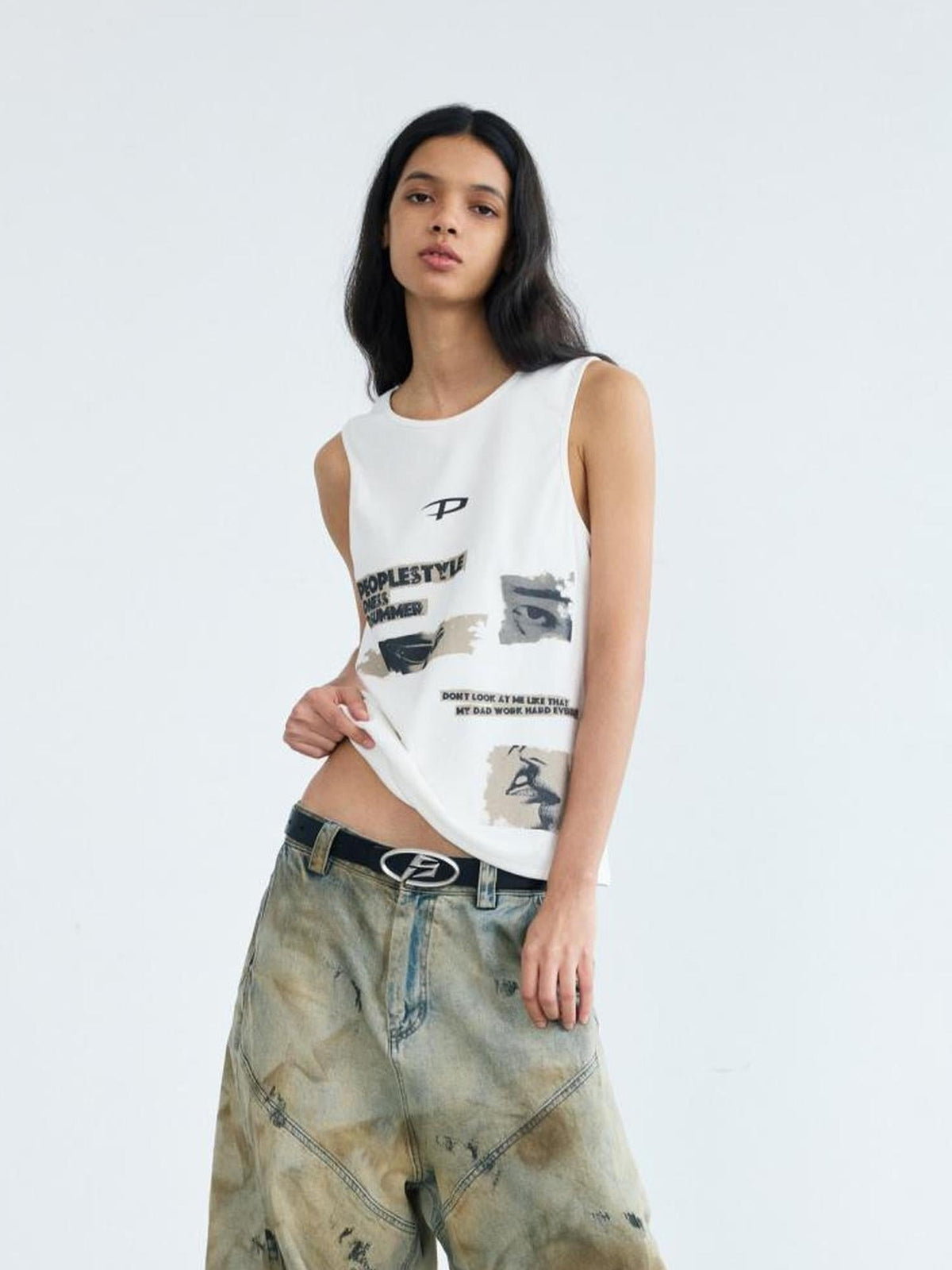 Graffiti Punk Knit Vest Unisex White