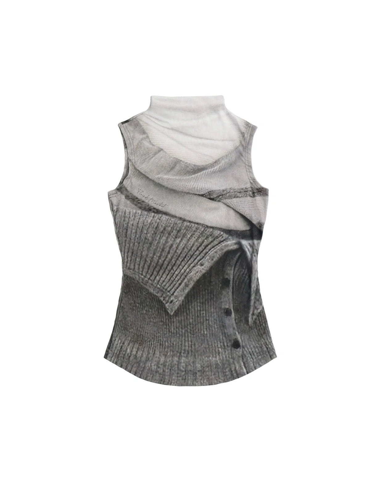 High Neck Knitted Sweater Elongated Fit Custom Logo Grey