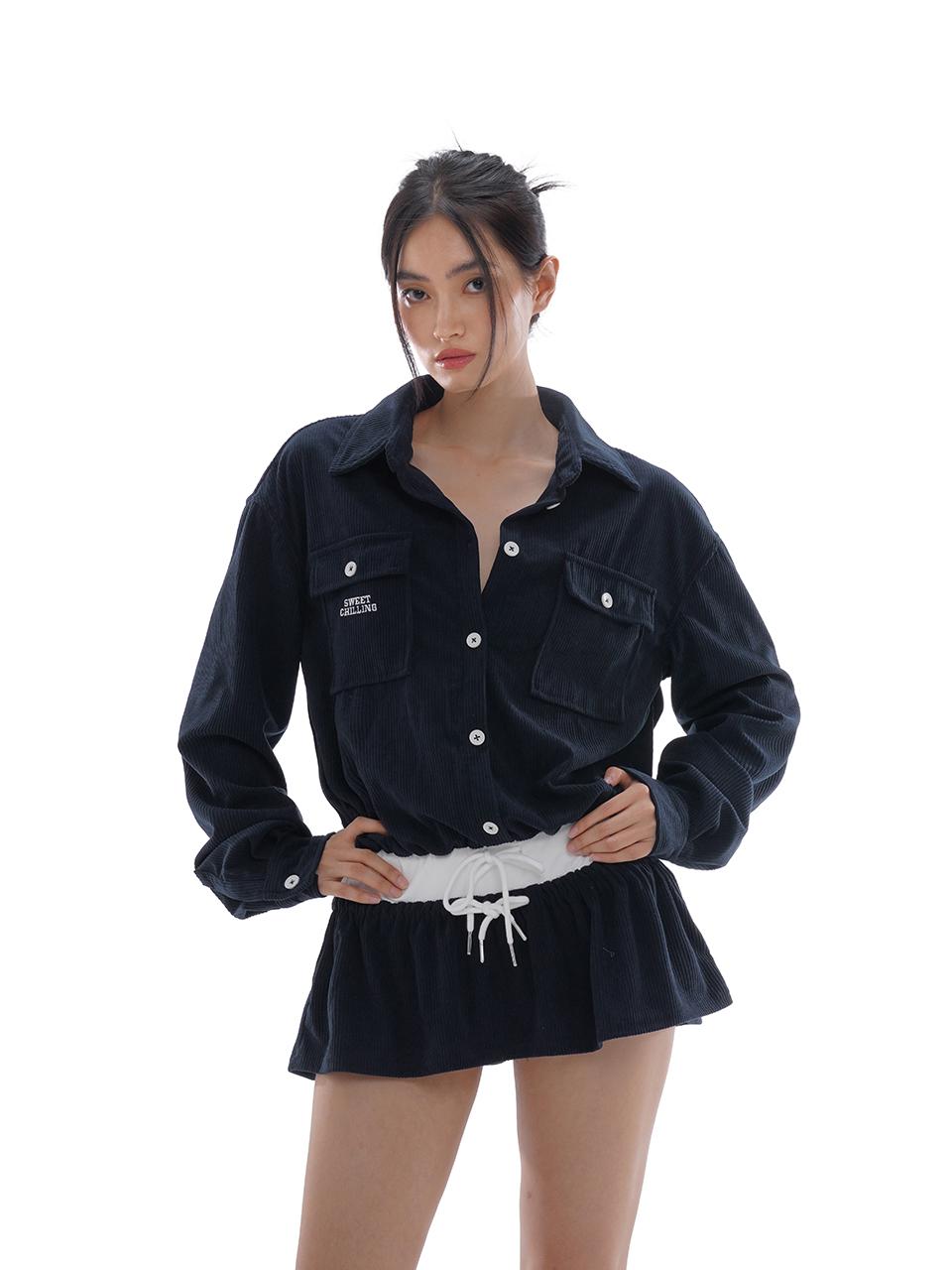 Intellectual Style Corduroy Shirt Dress