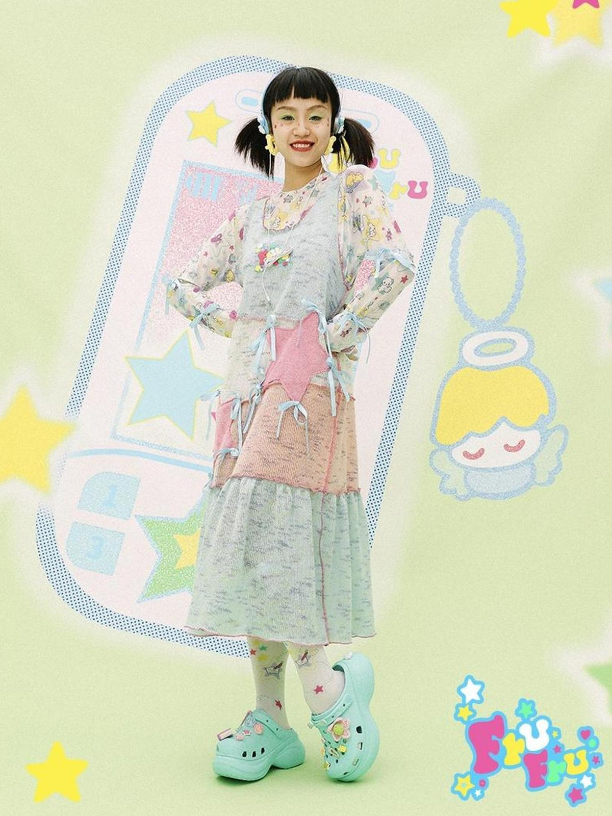 Knit Patchwork Slouchy Sweet Vest Dress