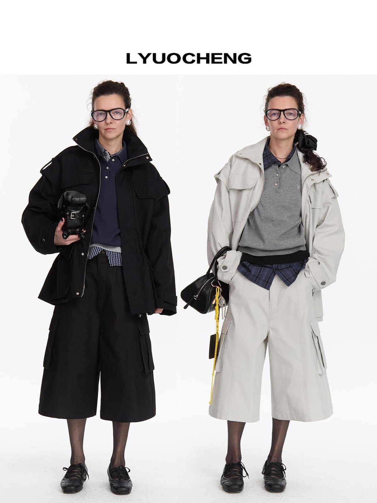 Detachable Quilted Jacket With Low Rise Wide Leg Pants Set