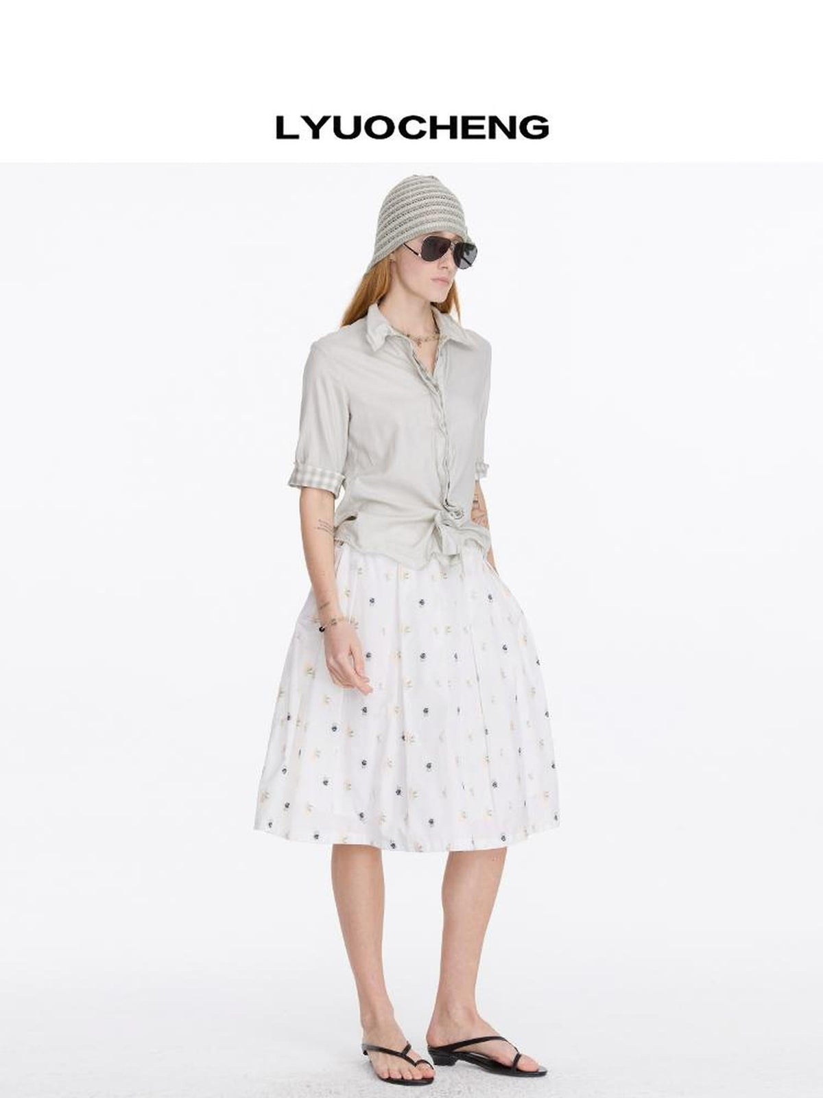 Floral Embroidered A Line Skirt