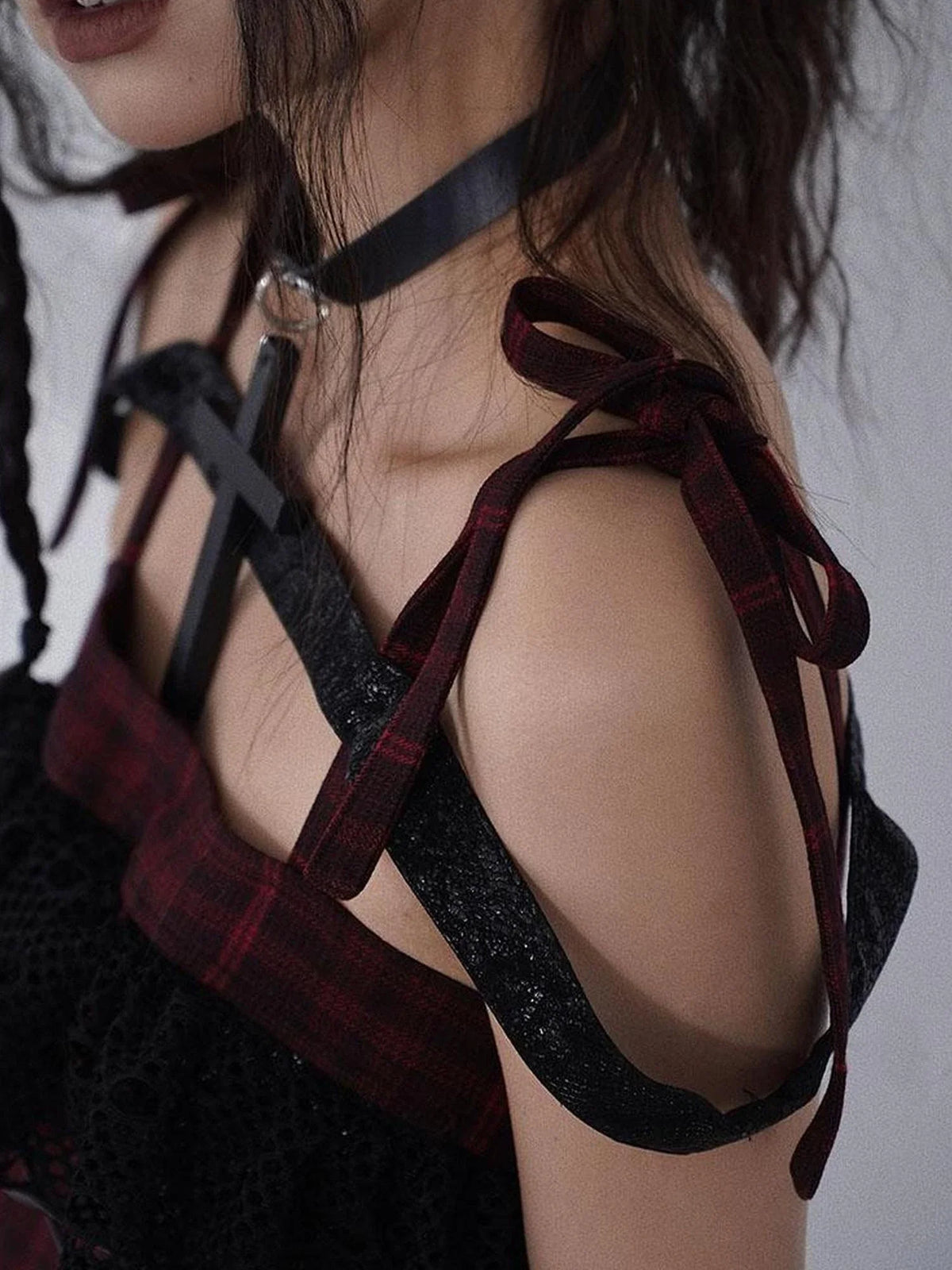 Magic Rhythm Rock Tartan Strap Dress
