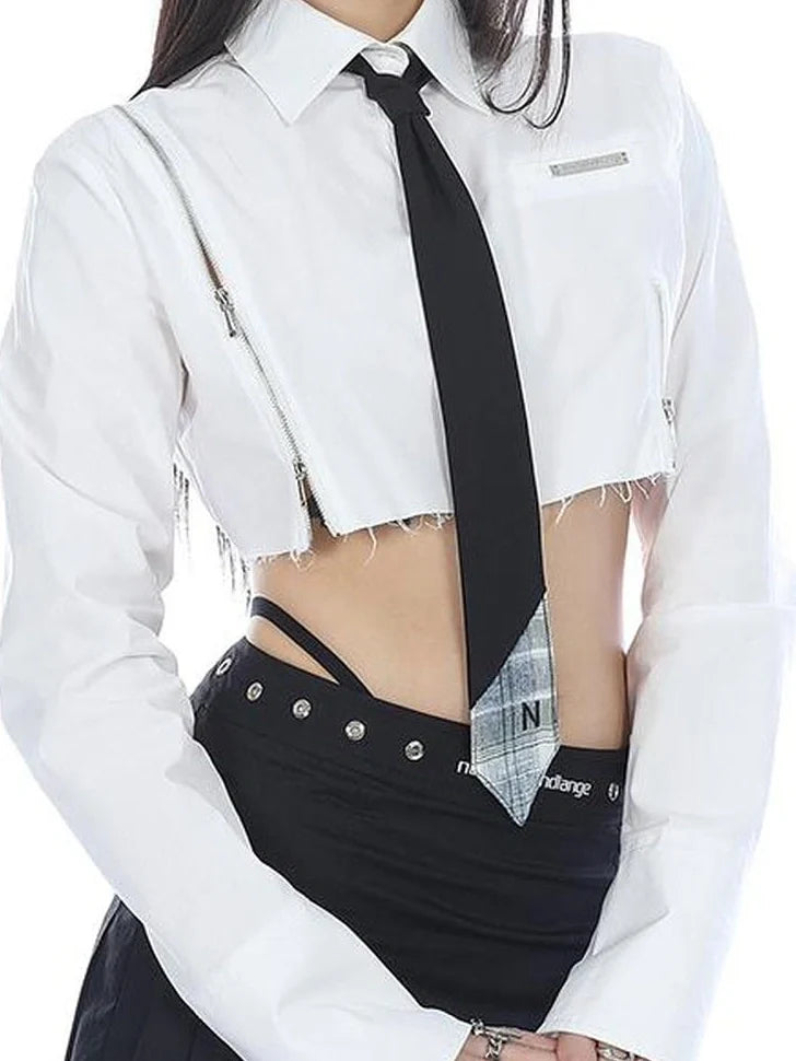 Vintage Zip Front Shirt & Tie Set