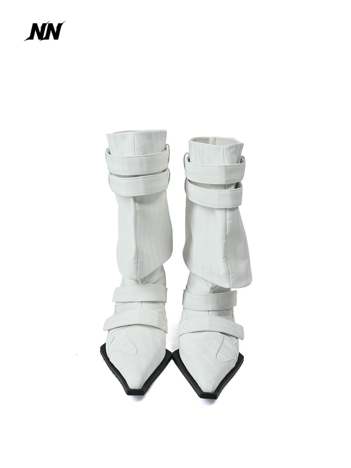 Slouchy Pointed Toe Wedge Heel Belt Buckle Women's Mid-calf Boots