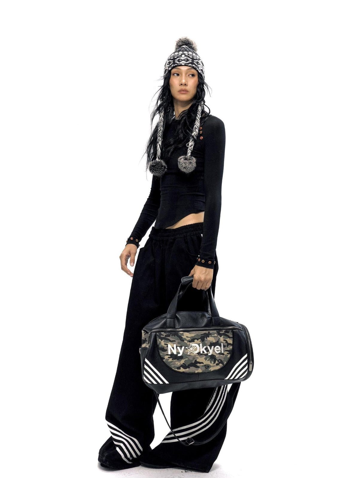 Canvas Camouflage Leather Embroidery Logo Duffel Bag