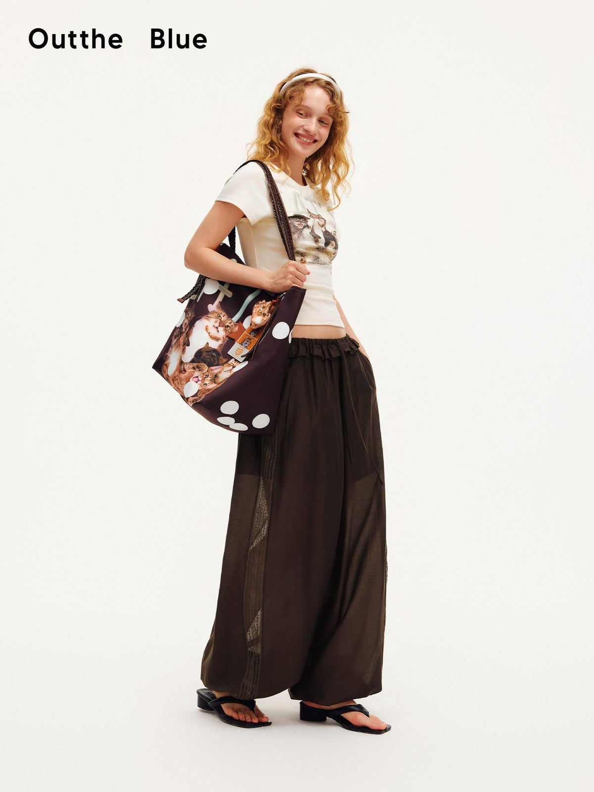 Deep Chocolate Brown Lace Cutout Ruffle Peony Pocket Women'S Lyocell Harem Pants