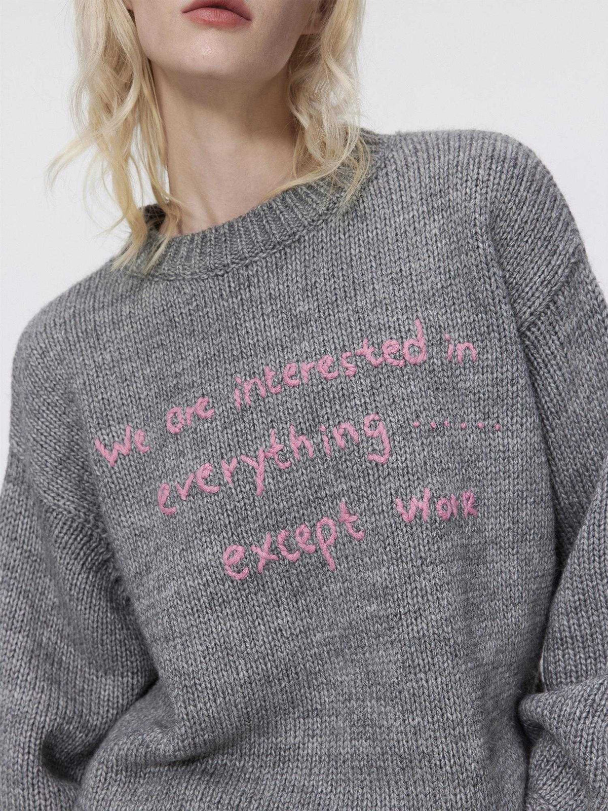 Cozy Wool Blend Relaxed Straight Crewneck Longsleeve Solid Women Sweaters