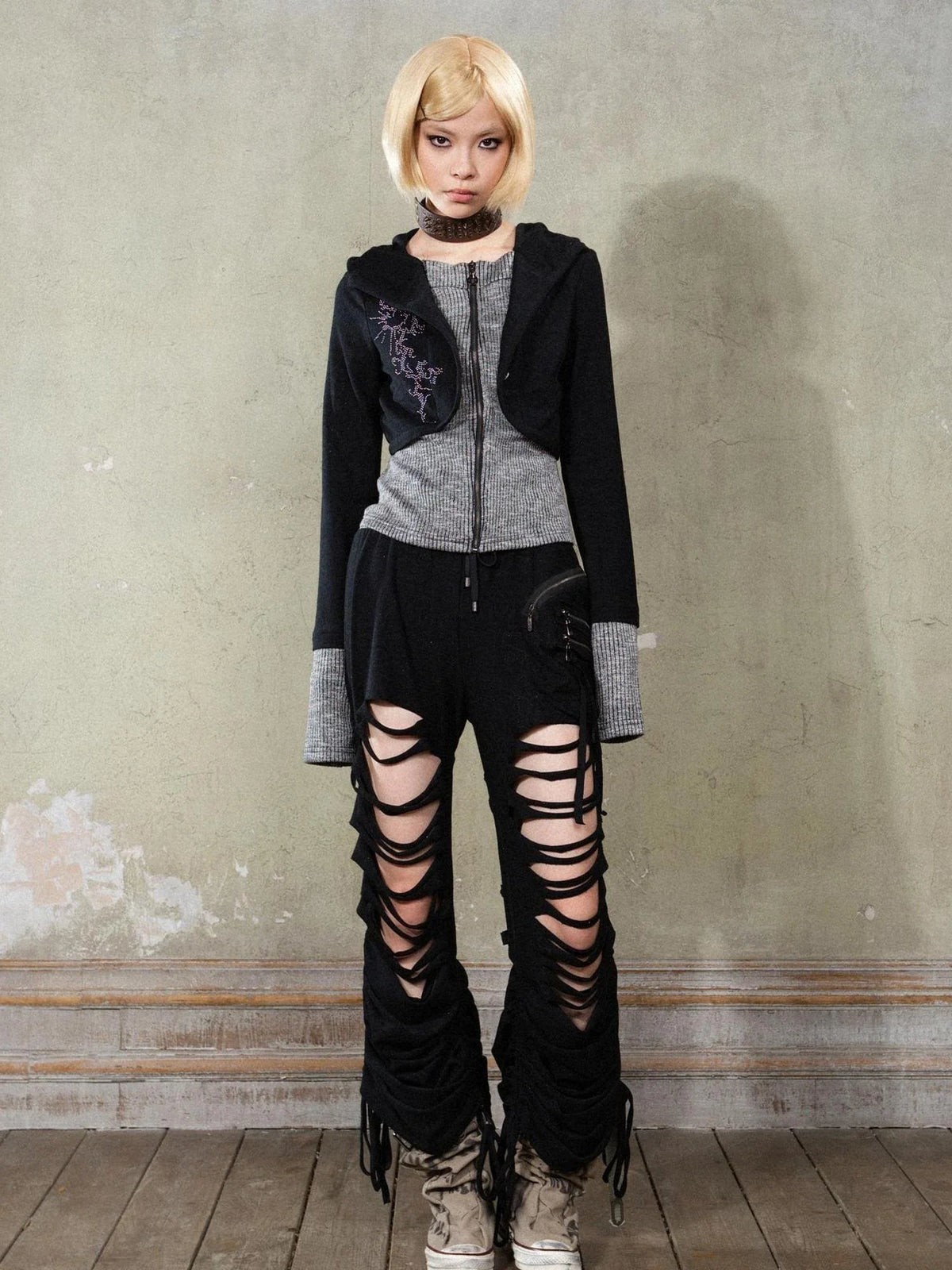 Retro Y2K Punk Knit Cropped Jacket