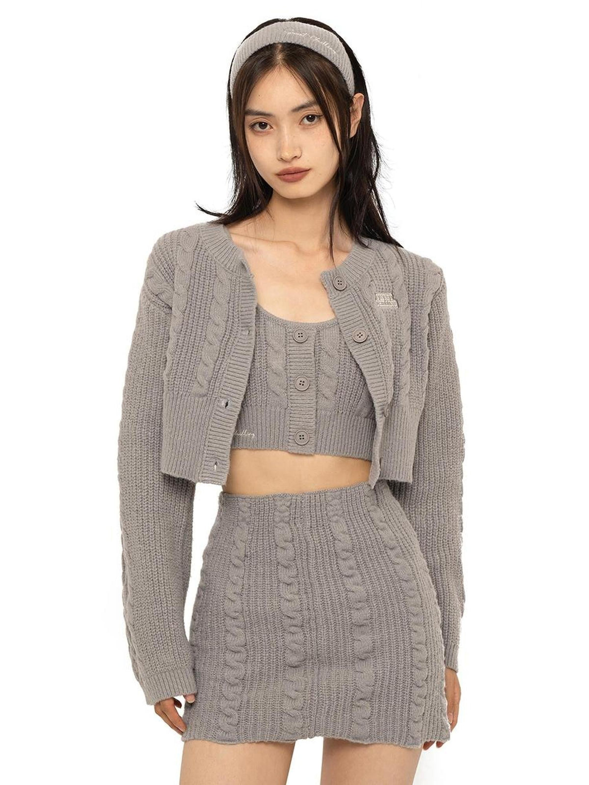 Embroidered Logo Cropped Knit Women's Cardigans