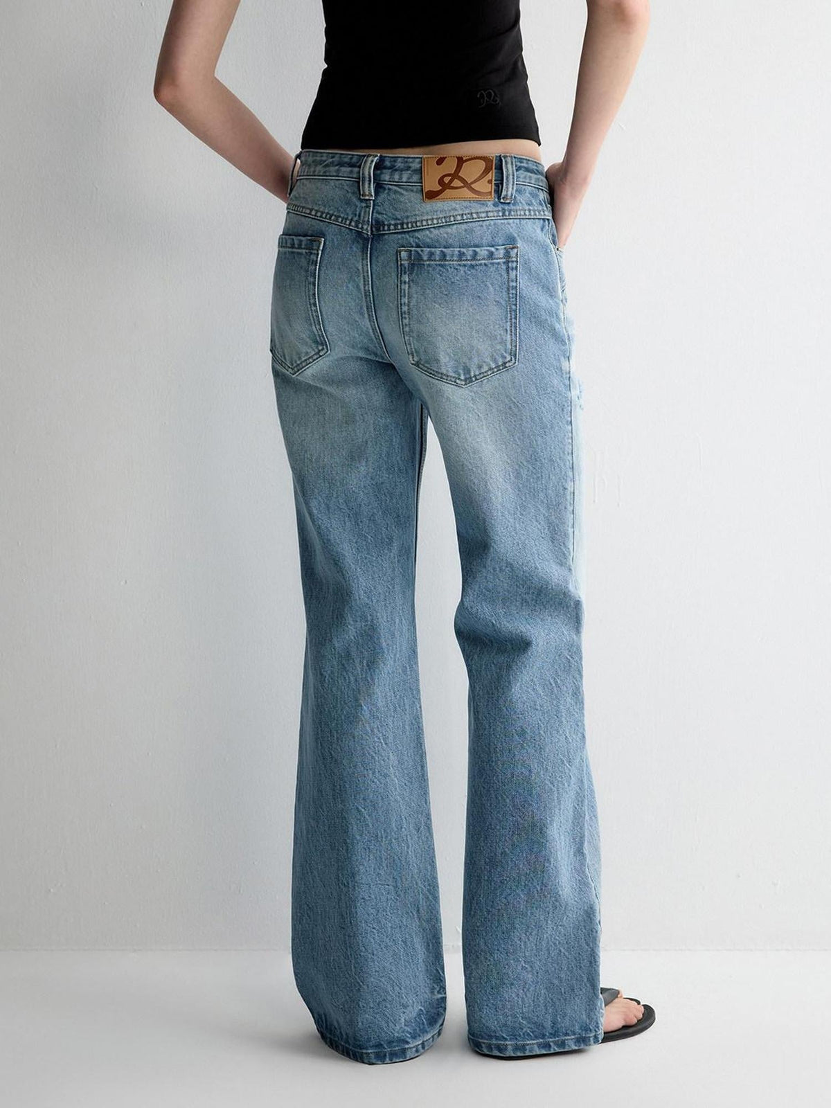 Ripped Low Rise Wide Leg Casual Loose Fit Vintage Ice Blue Denim Straight Jeans