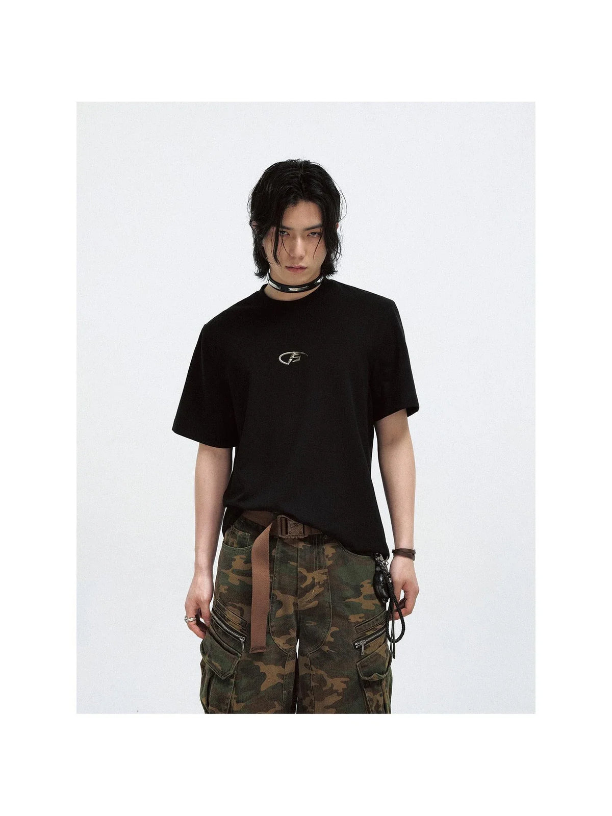 Basic Metal Logo Slim Fit Cotton Tee