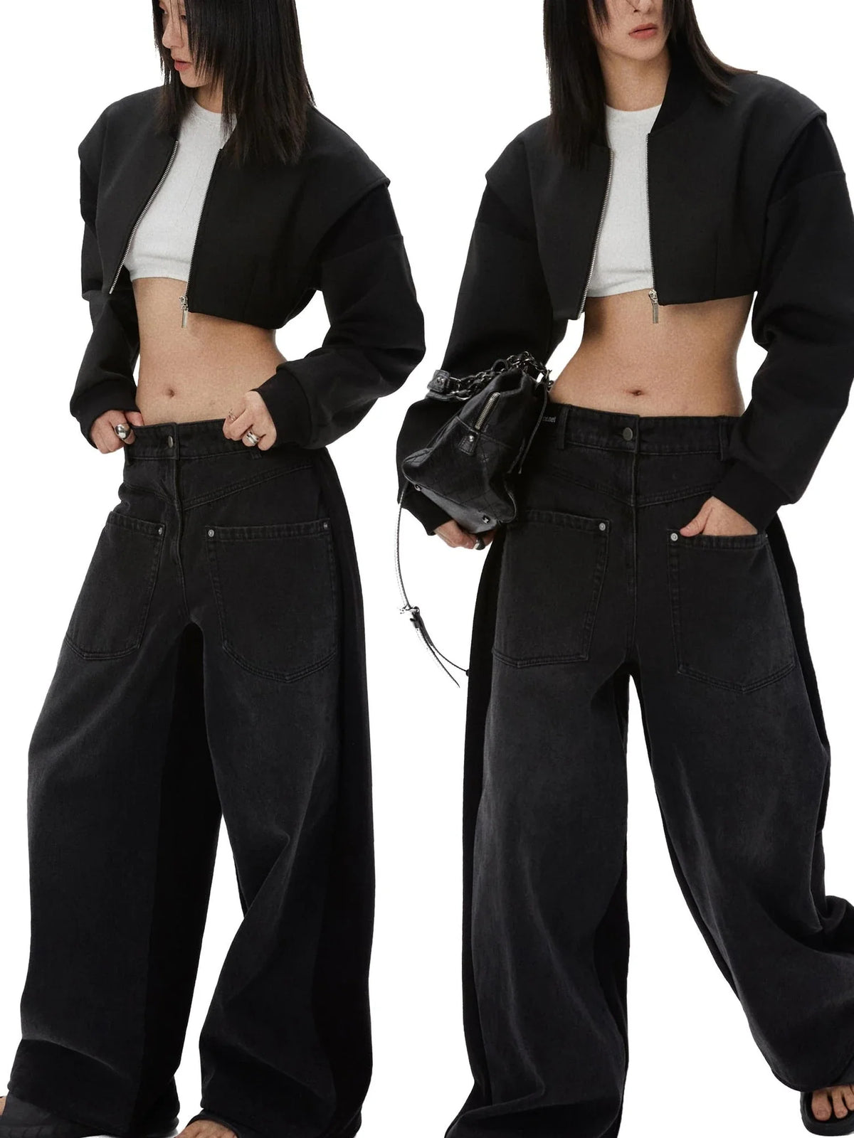 Backless Detachable Sleeve Cropped T-shirt