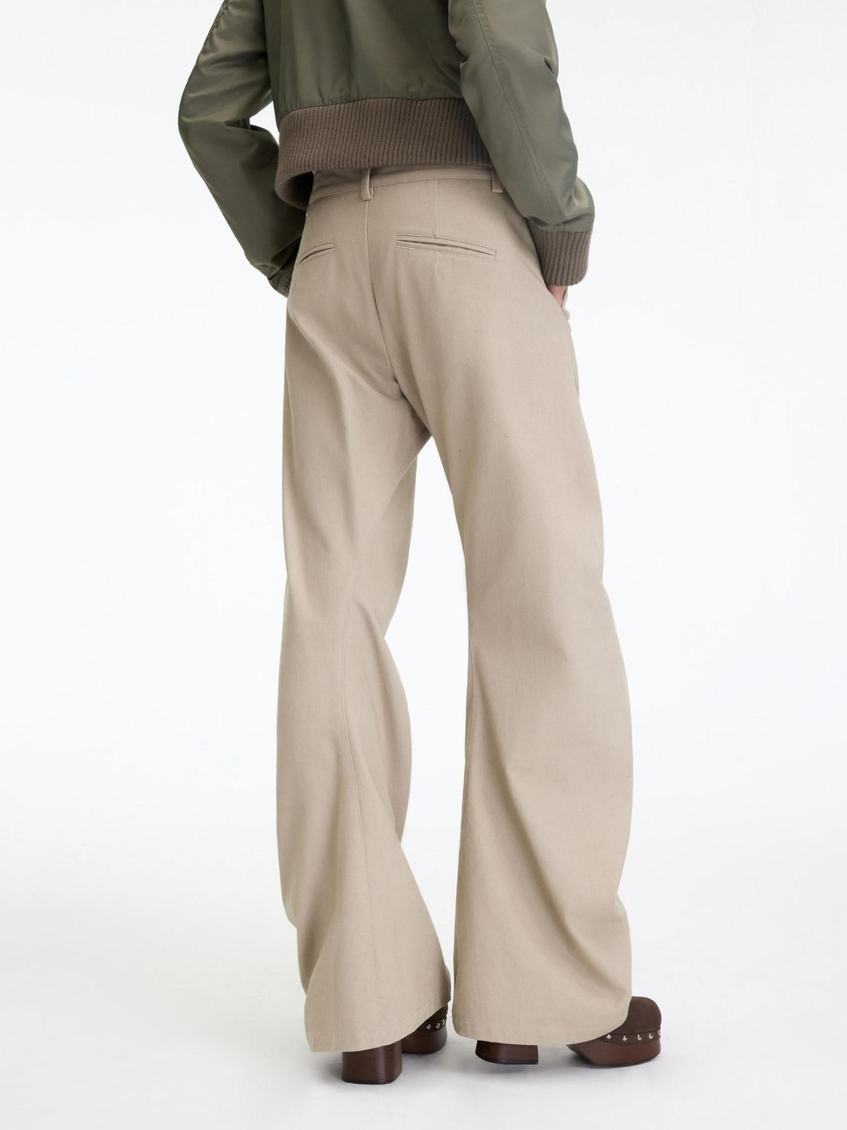 100 Percent Cotton Casual Sculpted Cut Mid Low Rise Straight Leg Women Chinos