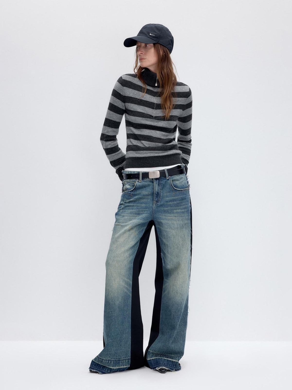 Vintage Slim Fit Wool Striped Pullover Office Commuter Women Sweaters