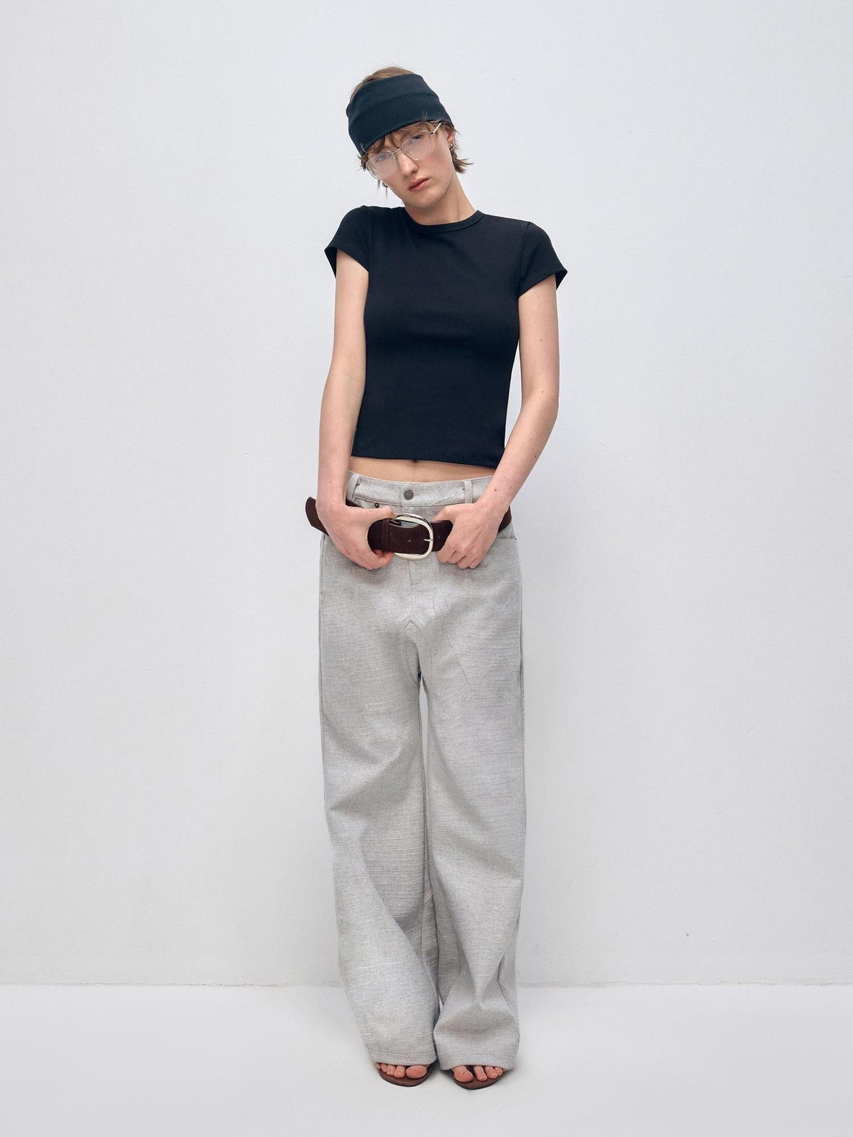 Minimalist Vintage Low Waist Zipper Pocket Office Womens Straight Pants