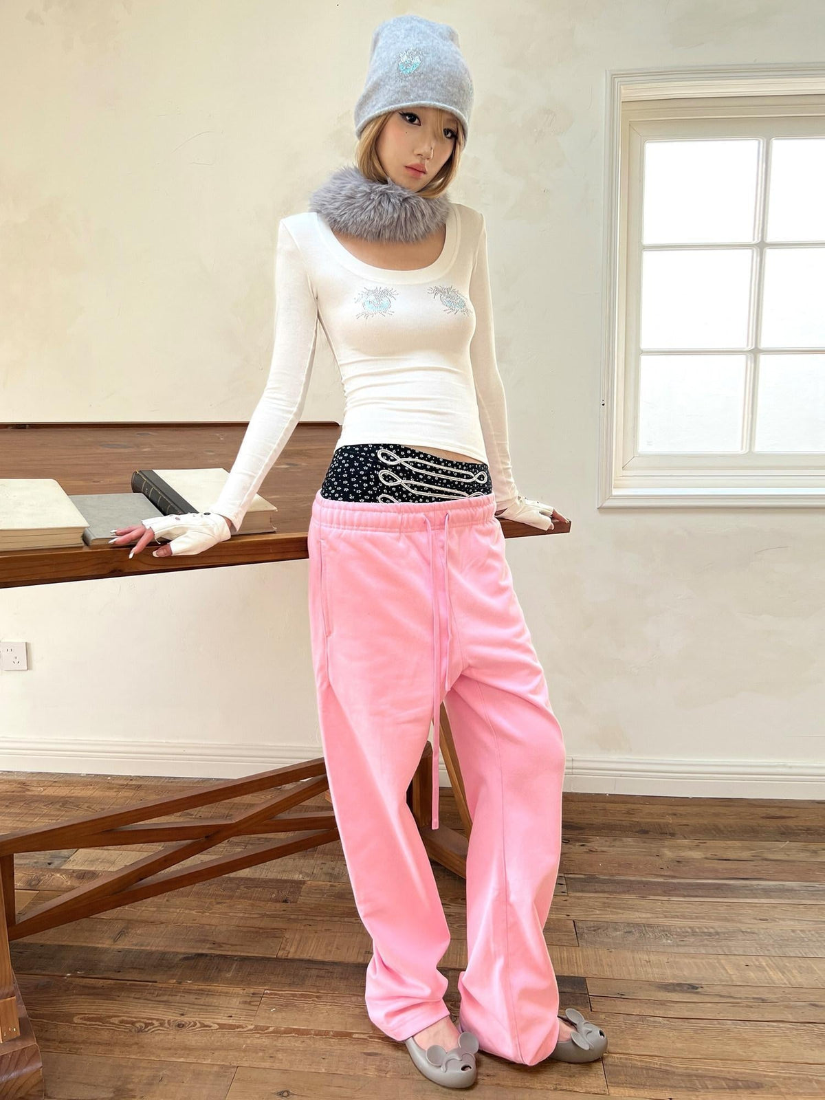 100 Percent Cotton Soft Comfort Casual Natural Waist Unisex Pink Straight Pants