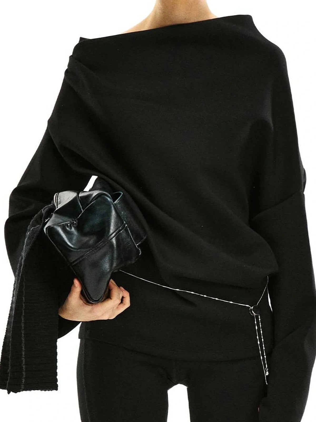 Asymmetric Off Shoulder Space Cotton Sweatshirt
