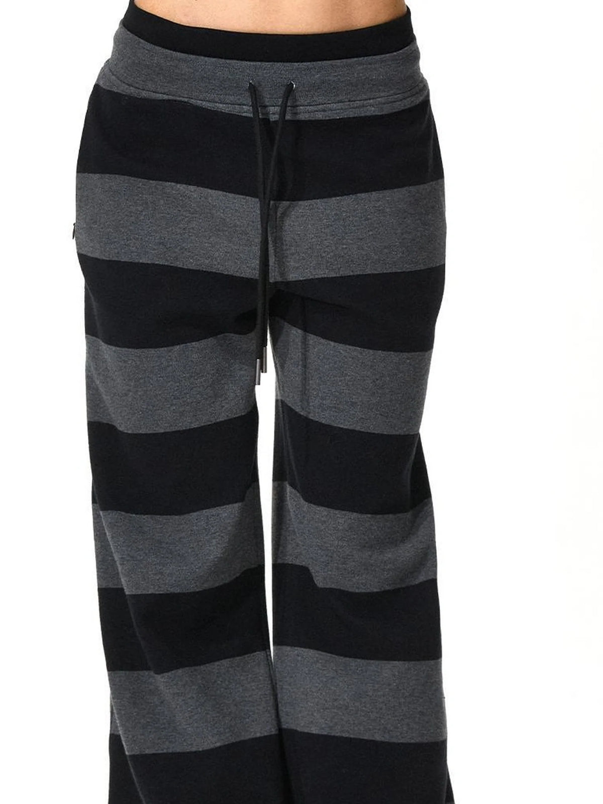 Black Gray Modal Drawstring Waistband Sweatpants