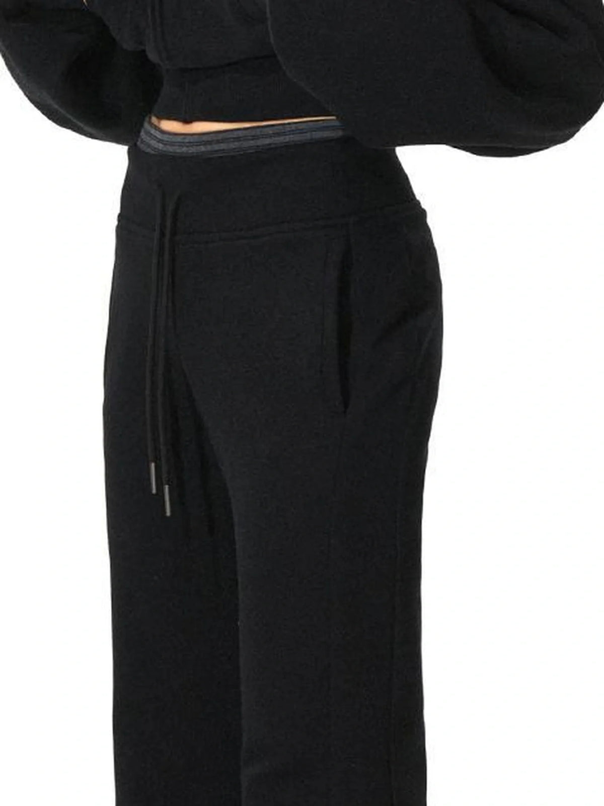 Double Waistband Stripe Embroidered Sweatpants
