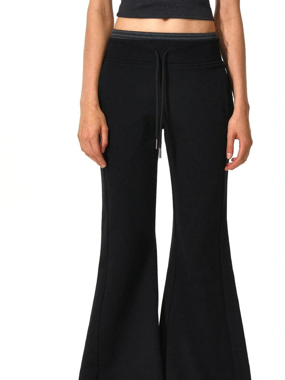 Double Waistband Stripe Embroidered Sweatpants