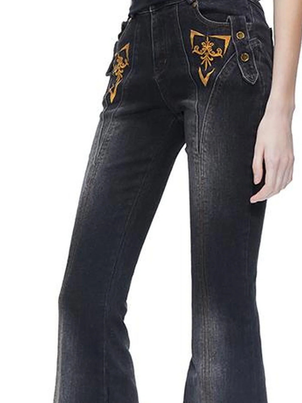 Embroidered Floral Palazzo Jeans