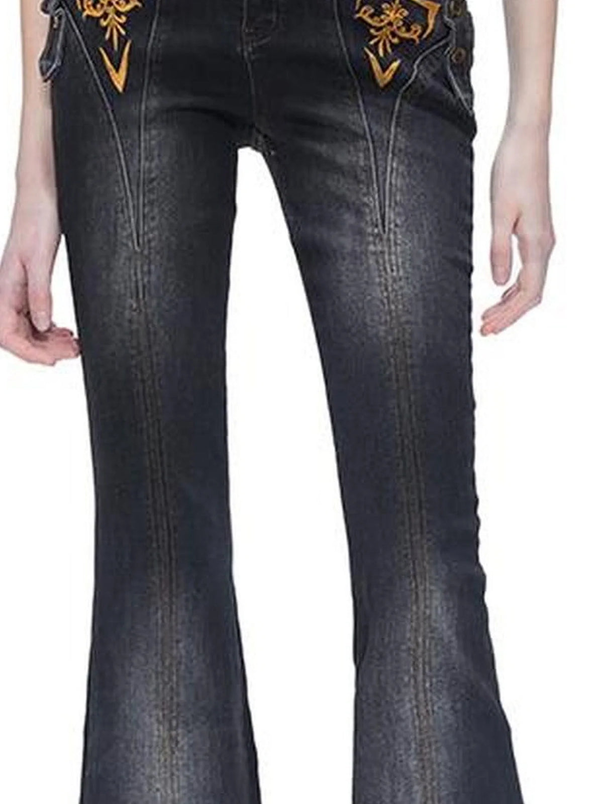 Embroidered Floral Palazzo Jeans