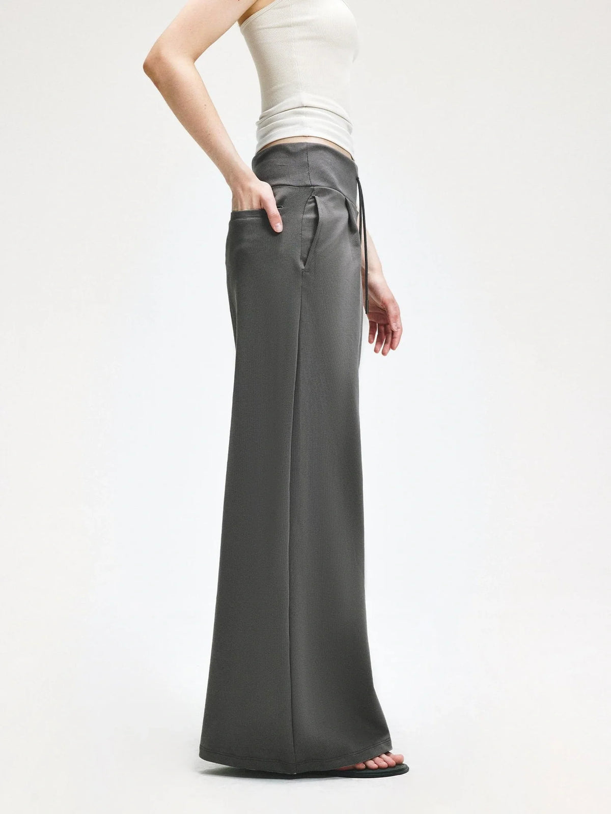 Wide Leg Ribbed Jogger Pants