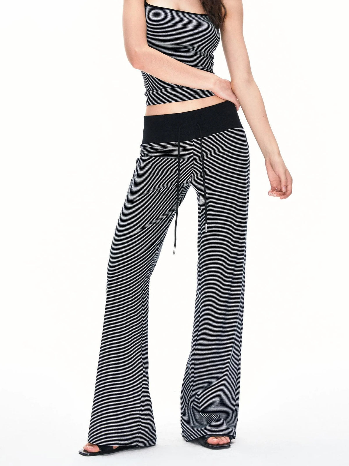 Wide Waistband Stripe Jogger Pants