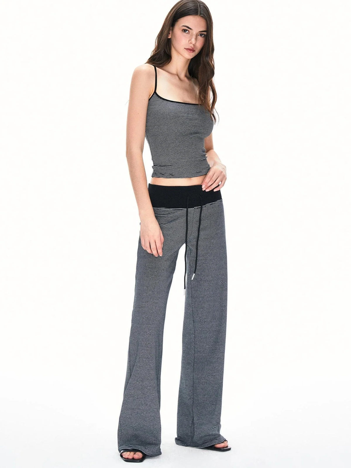 Wide Waistband Stripe Jogger Pants