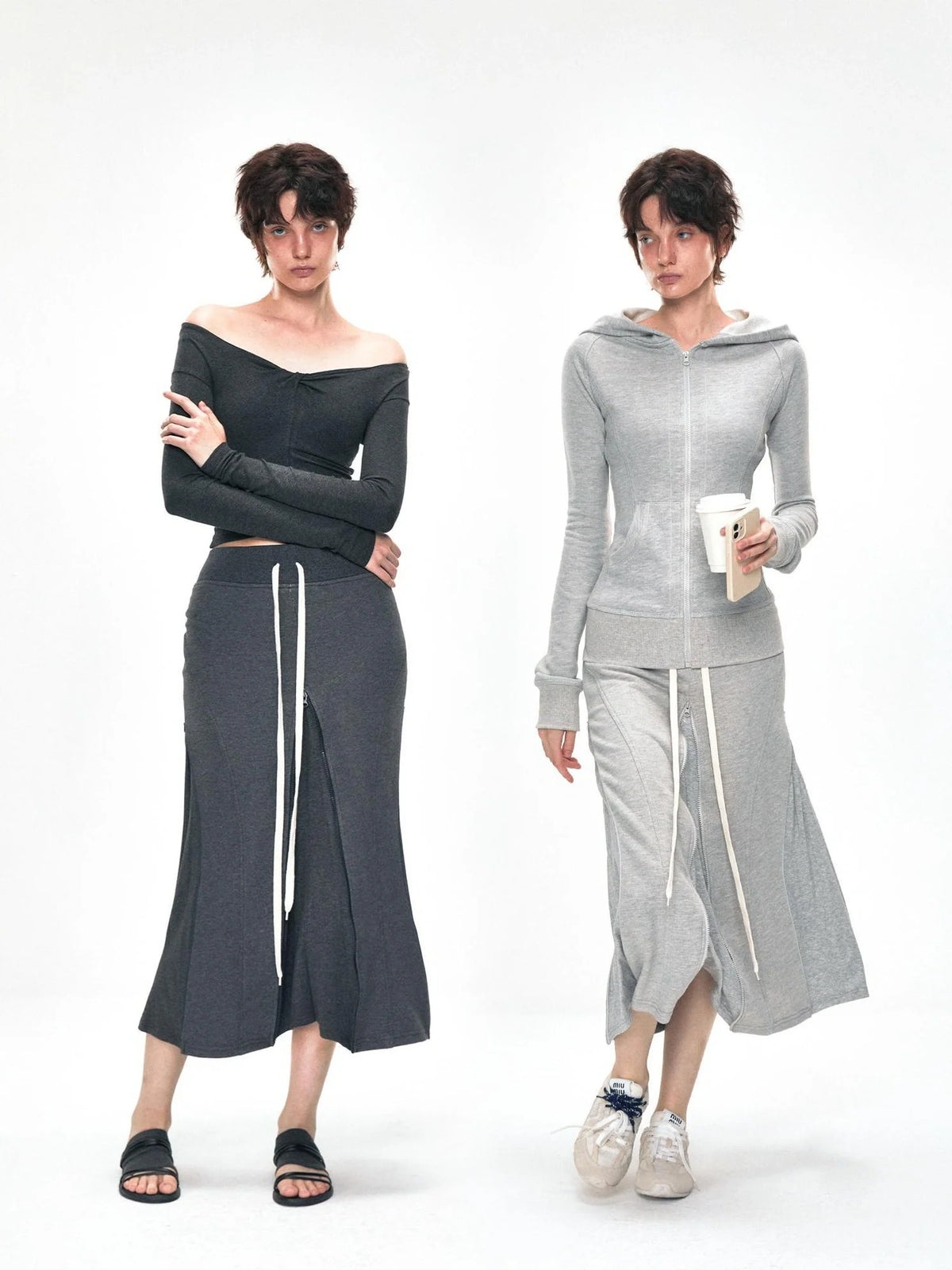 Zippered Convertible Fishtail A Line Skirt