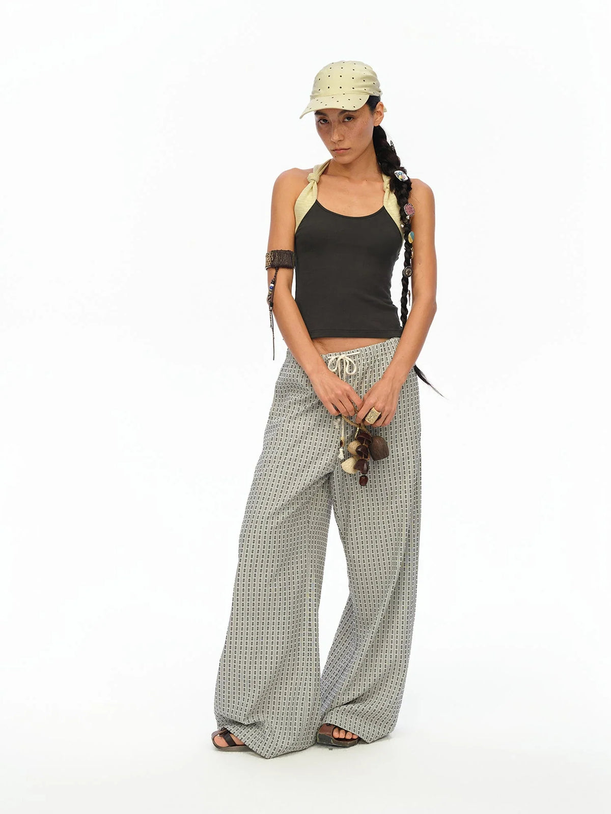 Airy Striped Wide Leg Vacation Pants