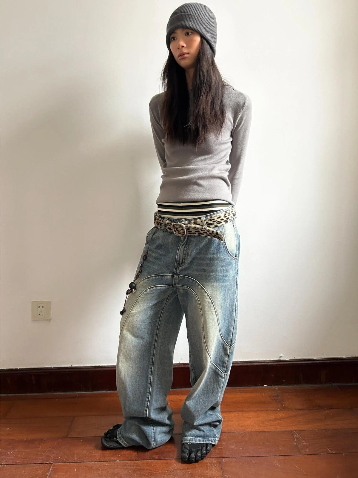Leopard Print Gradient Faux Fur Belt