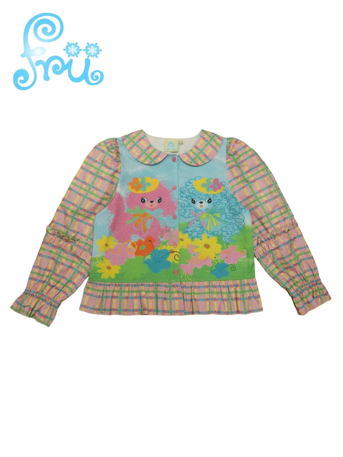 Pink Puppy Girl Autumn Winter Plaid Shirt