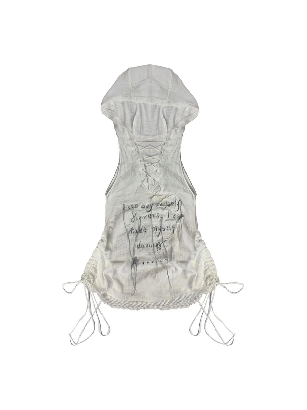 Lazy Wide Cotton Hooded Vest White Doom Wasteland Style