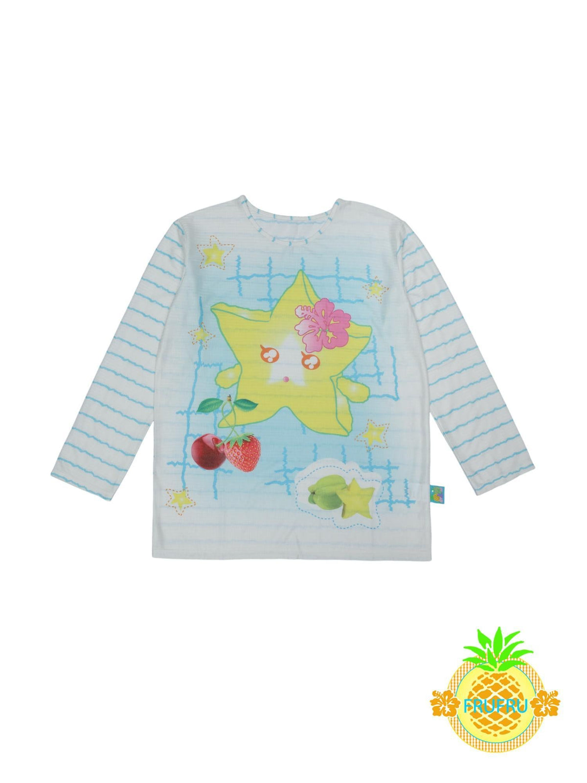 Hawaiian Dream Cartoon Starfruit Print Long Sleeve T Shirt For Women